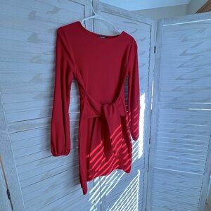 Dress tie at waist red